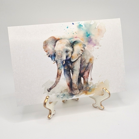 4x6 Horizontal Friendly Elephant Watercolor Fantasy Oil Painting Wall Art‎ Print - Picture 5 of 5